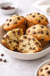 Delicious sourdough chocolate chip muffins fresh out of the oven