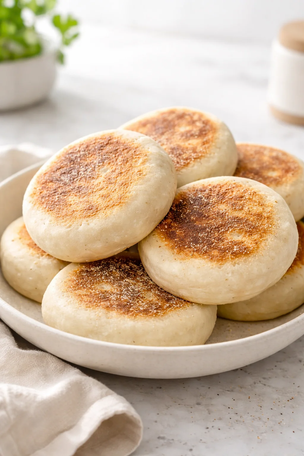 Homemade Sourdough English Muffins fresh from the oven