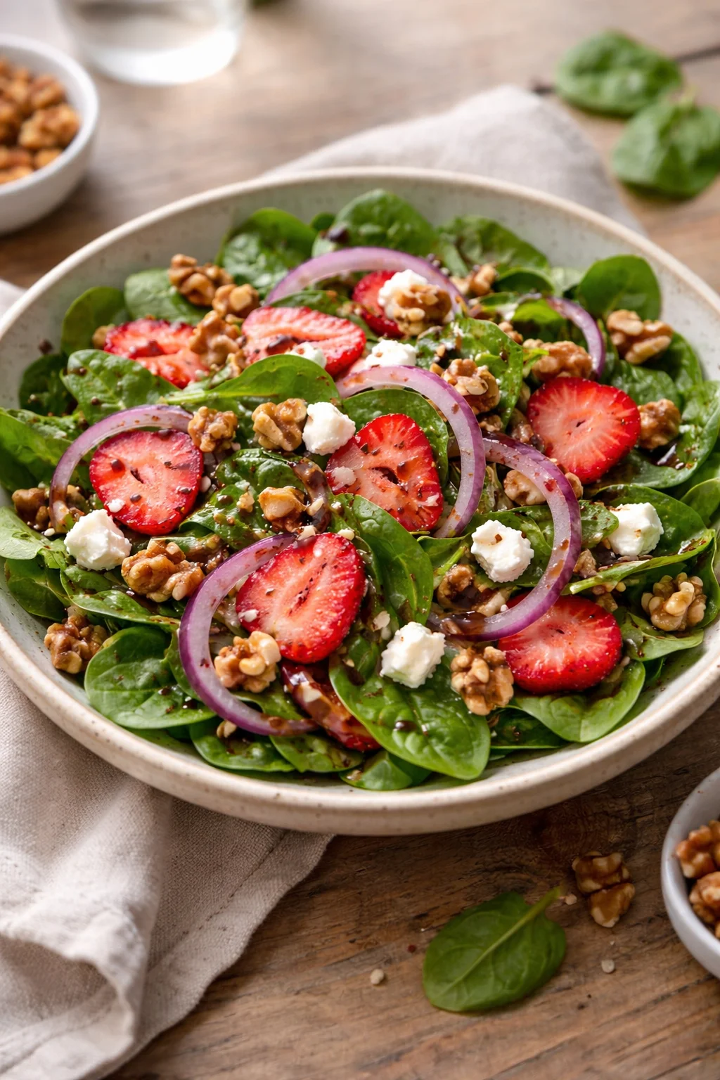 A vibrant Spring Mix Salad drizzled with Balsamic Honey Dressing on a plate.
