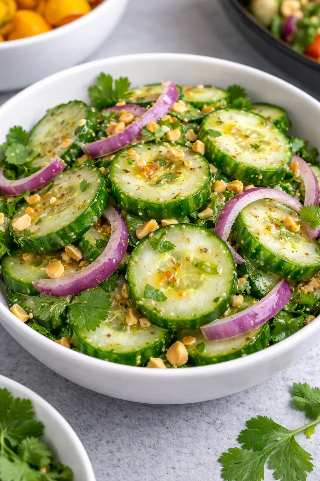 Delicious Thai Cucumber Salad with fresh vegetables and vibrant dressing