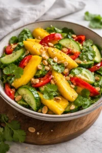 Colorful Thai Mango Salad with fresh mango, herbs, and vegetables