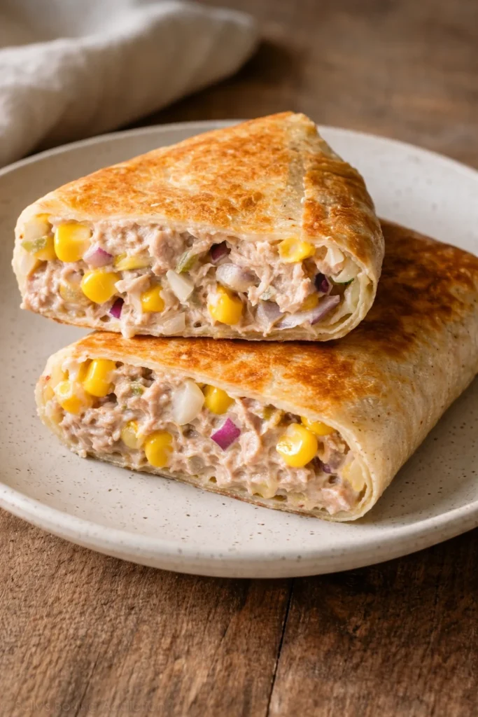 Delicious Tuna Melt Wrap with melted cheese and fresh ingredients