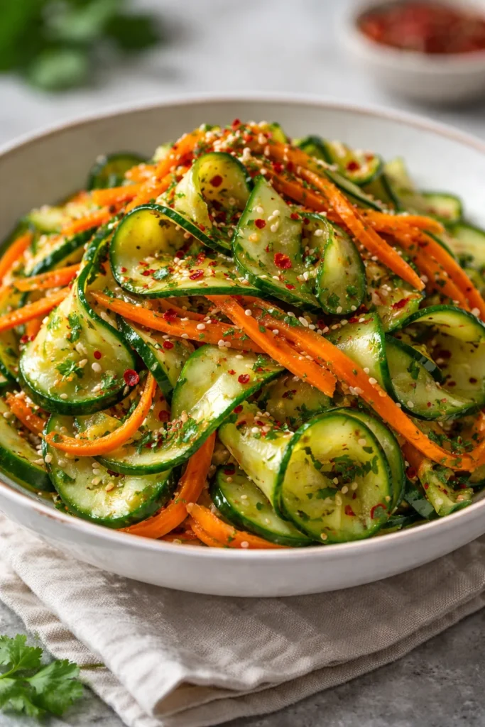 Colorful Asian Carrot Salad with crunchy carrots and zesty dressing