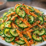 Colorful Asian Carrot Salad with fresh vegetables and sesame dressing