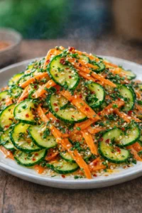 Colorful Asian Carrot Salad with fresh vegetables and sesame dressing