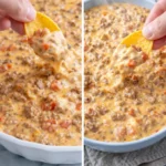 Delicious cheesy Rotel dip served with tortilla chips