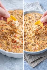 Delicious cheesy Rotel dip served with tortilla chips