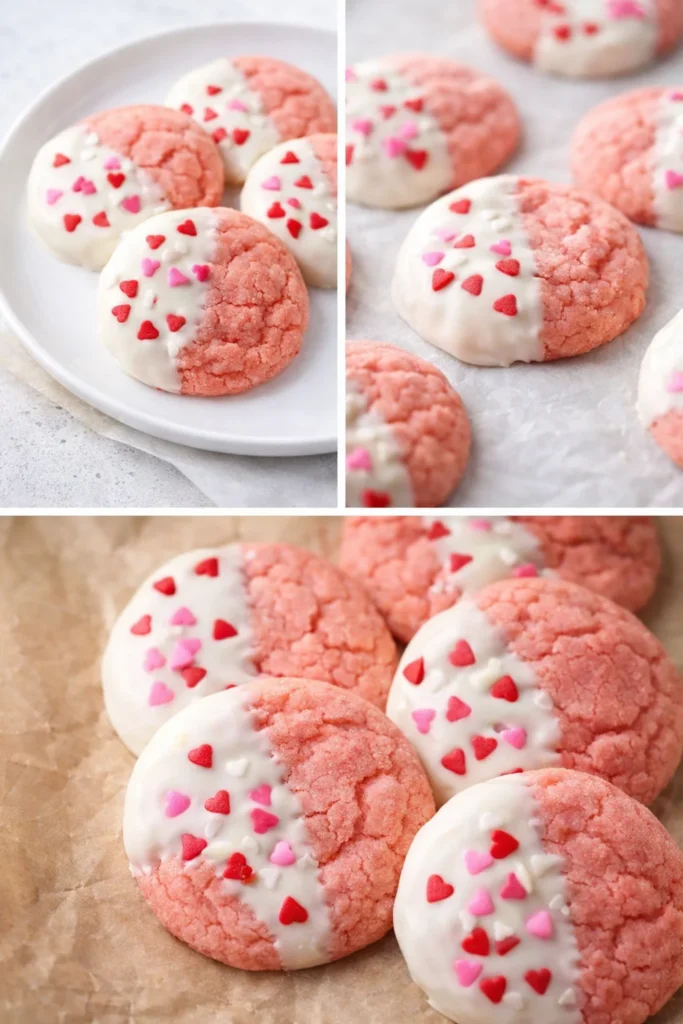 Chocolate dipped strawberry cookies beautifully decorated and ready to enjoy