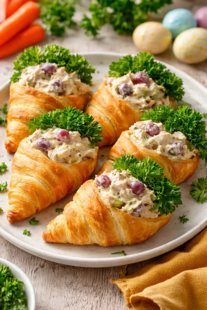 Classic Easter Chicken Salad served in crescent rolls for a festive meal