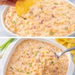 Creamy corn dip with Rotel served in a bowl, ideal for parties and gatherings.