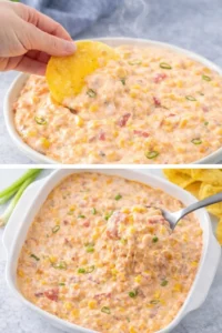 Creamy corn dip with Rotel served in a bowl, ideal for parties and gatherings.