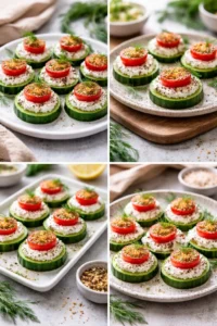 Cucumber Cottage Cheese Bites arranged on a platter for a healthy snack option