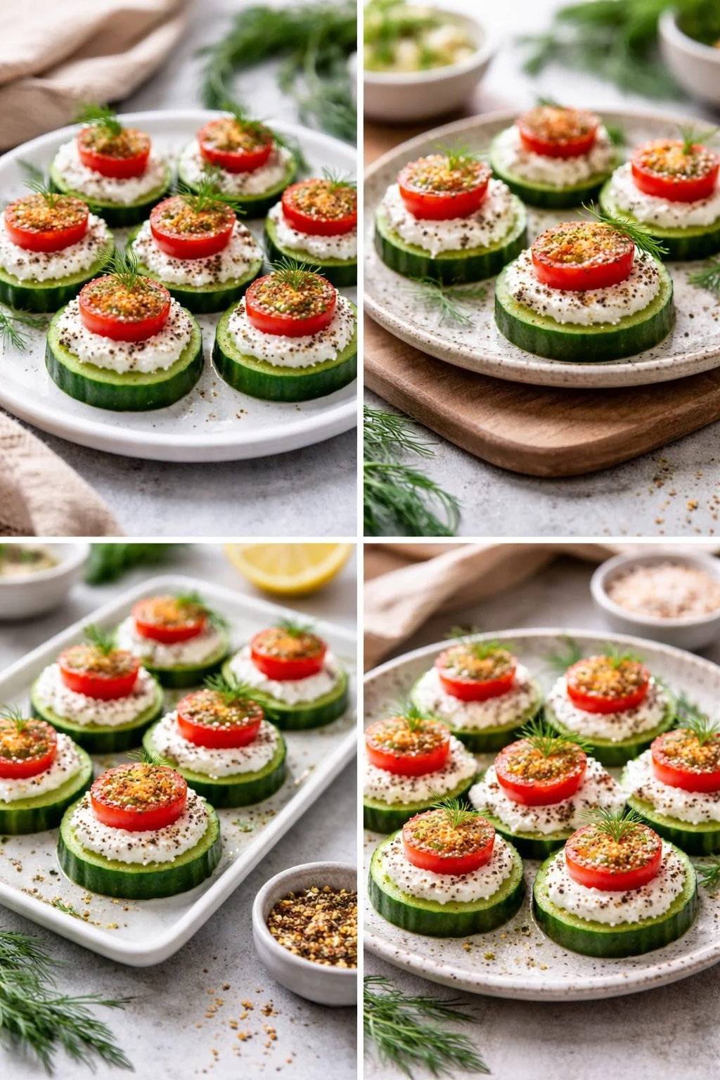 Cucumber Cottage Cheese Bites arranged on a platter for a healthy snack option