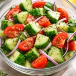 Fresh Cucumber Tomato Salad with herbs and dressing