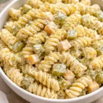 Delicious Dill Pickle Pasta Salad served with fresh ingredients