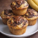 Delicious Nutella banana muffins with rich chocolate swirls