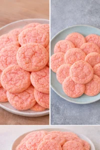 Soft strawberry cake mix cookies freshly baked and ready to enjoy.