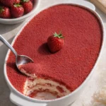 Delicious Strawberry Tiramisu dessert with layers of mascarpone and strawberries