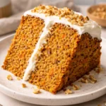 Ultimate moist carrot cake with vegan cream cheese frosting and walnuts
