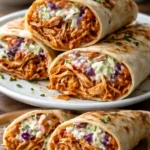 BBQ Chicken Coleslaw Wraps served on a plate with vibrant colors and fresh ingredients