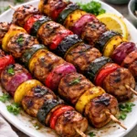 Grilled Chicken Kabobs with colorful vegetables on a skewer