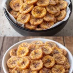 Cinnamon-sugar air fryer banana chips in a bowl ready to be enjoyed