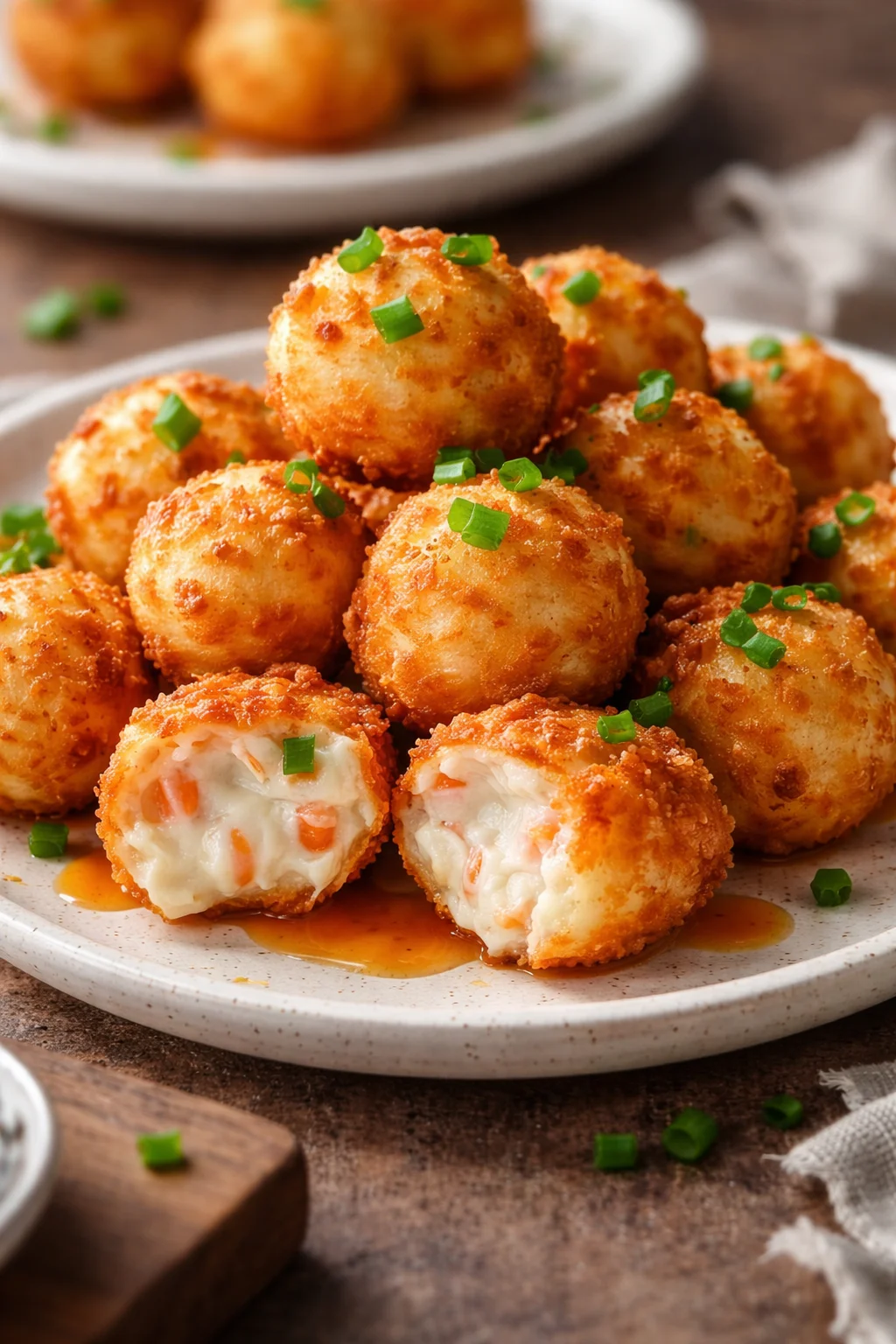 Crispy Crab Rangoon Bombs filled with crab and cream cheese