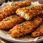 Crispy air fryer chicken tenders served with dipping sauce