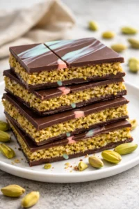 Delicious Dubai chocolate dessert served on a plate with garnish.