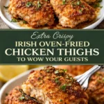 Extra crispy oven-fried chicken thighs ready to wow your guests