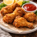 Crispy fried chicken cooked in an air fryer, showcasing a golden brown texture.