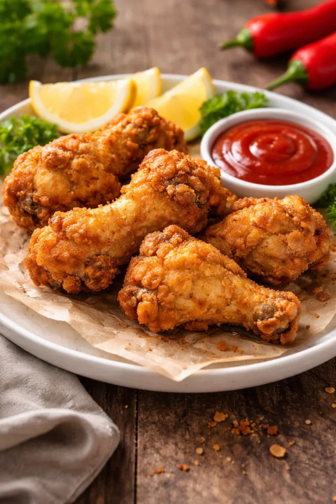 Crispy fried chicken cooked in an air fryer, showcasing a golden brown texture.
