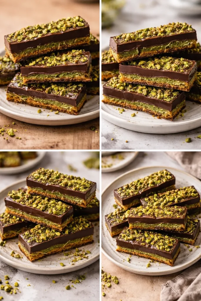 Homemade Dubai chocolate bars with pistachio and kataifi toppings.