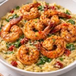 One Pot 'Marry Me' Shrimp and Orzo Pasta dish served in a bowl