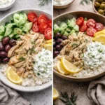 Delicious Slow Cooker Greek Chicken garnished with herbs and lemon slices