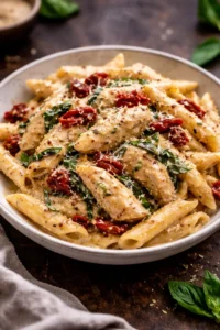 Creamy Marry Me Chicken Pasta garnished with herbs and cheese