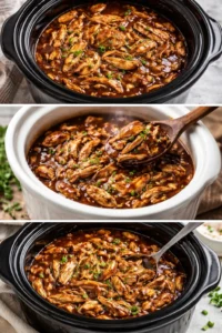Delicious Bourbon Chicken garnished with green onions on a white plate