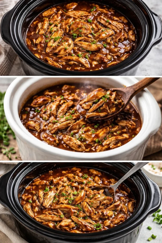 Delicious Bourbon Chicken garnished with green onions on a white plate