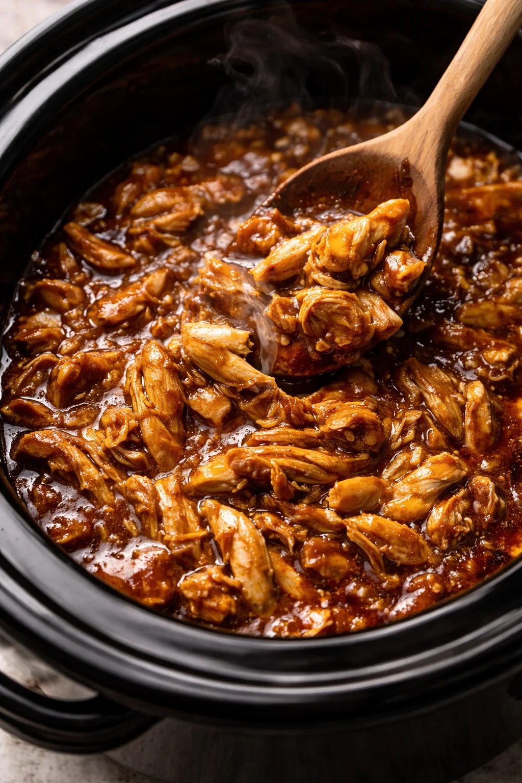 Delicious Crockpot Honey Garlic Chicken dish garnished with green onions.