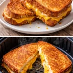 Easy air fryer grilled cheese sandwich with melted cheese and crispy bread